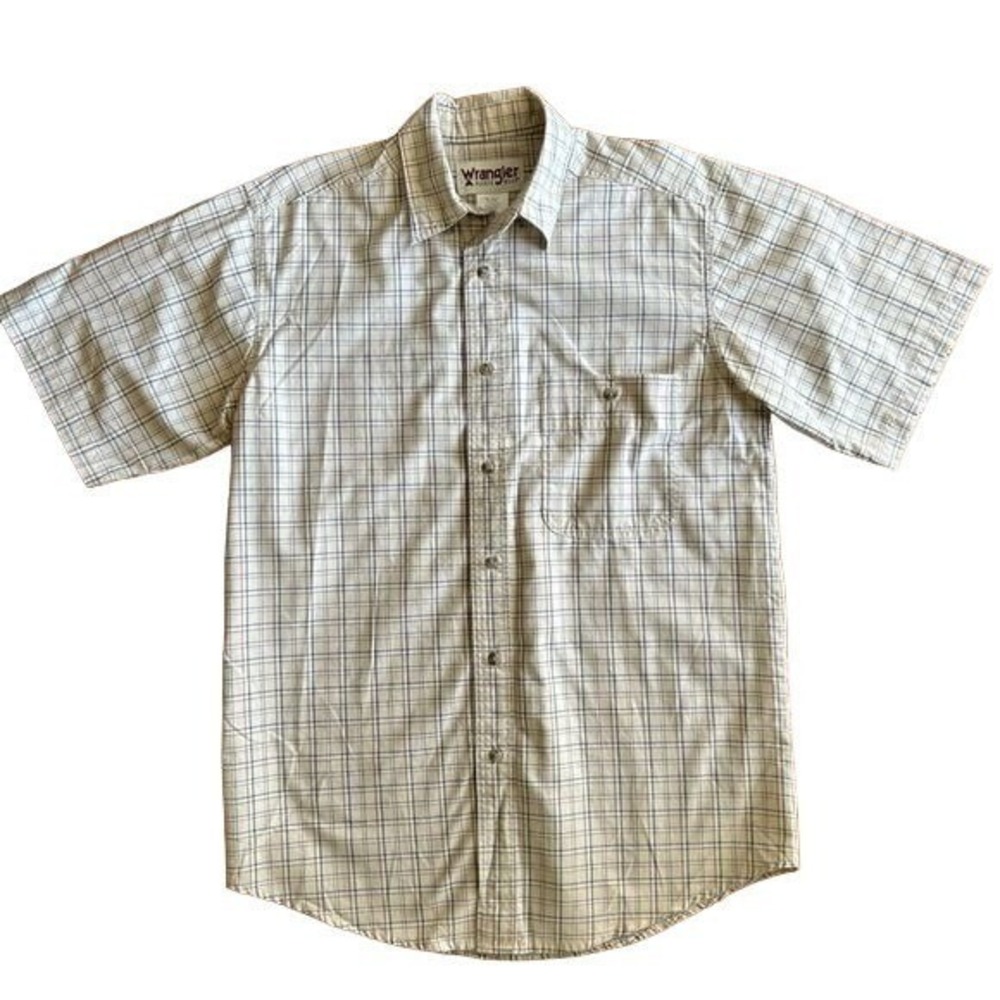 Mens Wrangler Rugged‎ Wear Plaid Casual Short Sleeve Button Down Shirt - Medium
